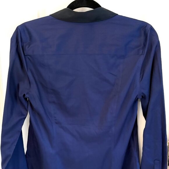 Calvin Klein Blue Office dress shirt black trim button down Wrinkle Resistant M - Picture 2 of 4